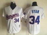 Texas Rangers 34# Nolan Ryan throwback white mlb baseball jersey