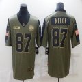 Nike Kansas City Chiefs #87 Travis Kelce green 2021 Salute to Service Limited Jersey