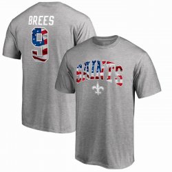 Drew Brees New Orleans Saints NFL Pro Line by Fanatics Branded Banner Wave Name & Number T-Shirt - Gray