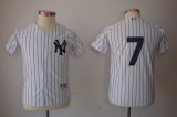 Yankees Mickey Mantle 7# MLB kids white Jerseys