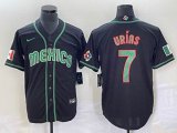 2023 World Cup Mexico #7 Julio Urias black majestic baseball jerseys 123