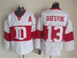 Reebok NHL Detroit Red Wings #13 Pavel Datsyuk white hockey Jersey A patch