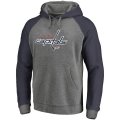 Men's Washington Capitals Fanatics Branded Heathered Gray Navy Distressed Team Raglan Sleeve Hoodie