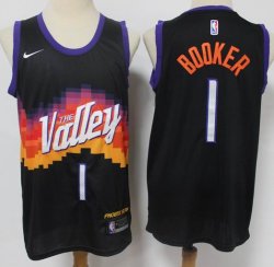 Nike Phoenix Suns #1 Devin Booker black orange NBA basketball Jersey-S8