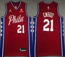 Nike Philadelphia 76ers #21 Joel Embiid red basketball Jerseys