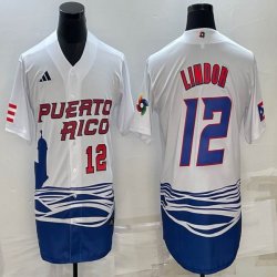 Puerto Rico Baseball Francisco Lindor White 2023 World Baseball Classic Replica Player Jersey 05