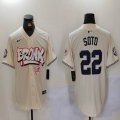 Nike New York Yankees #22 Juan Soto beige MLB baseball Jersey Joint Name 01