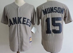 New York Yankees #15 Munson Gray baseball jersey