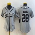 Youth Nike Oakland Raiders #28 Josh Jacobs gray baseball jerseys Joint name-BD