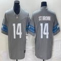 Nike Detroit Lions #14 Amon Ra St Brown gray Color Rush Limited Jersey 03