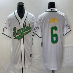 Nike Eagles #6 DeVonta Smith white baseball jerseys Joint name-BD