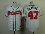 Atlanta Braves Tom Glavine #47 White MLB jerseys 75th patch