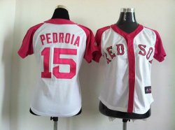 women Boston Red Sox 15 Pedroia Red white mlb jerseys