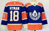 Edmonton Oilers #18 Hyman blue orange Ice Hockey jerseys -PD