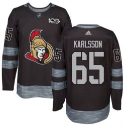 Custom Senators Karlsson #65 Black 100th Anniversary Stitched NHL 2017 adidas Hockey Jersey