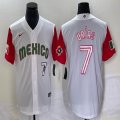 2023 World Cup Mexico #7 Julio Urias white red majestic baseball jerseys 90