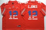 Ohio State Buckeyes Cardale Jones 12 USA flag NCAA Football Jersey - Red