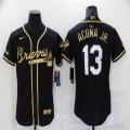 Nike Atlanta Braves #13 Ronald Acuna Jr. dark gold Flexbase Authentic Collection Jersey-BD