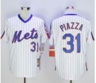 New York Mets Mike Piazza 31 white blue stripe throwback mlb jersey