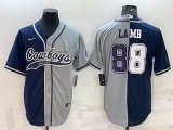 Nike Dallas Cowboys #88 CeeDee Lamb blue gray splits baseball jerseys Joint name-BD