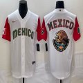 2023 World Cup Mexico blank white red majestic baseball jerseys 02