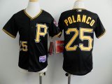 kid Pittsburgh Pirates Gregory Polanco 25# black mlb jersey