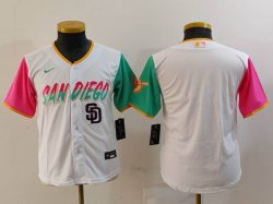 Youth Nike San Diego Padres blank white green pink MLB Baseball jerseys-BD