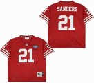 Throwback San Francisco 49ers 21 Deion Sanders red nfl jersey