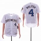 Milwaukee Brewers Paul Molitor #4 white with blue stripe Flexbase Authentic Collection Jersey