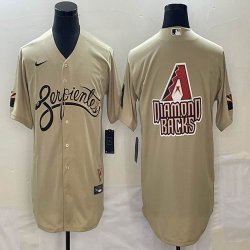 Nike Arizona Diamondback blank beige majestic baseball Jersey big logo-BD