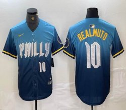 Nike Philadelphia Phillies #10 J.T. Realmuto blue majestic baseball jerseys city version 04