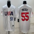 2023 world cup #55 Ryan pressly white usa majestic baseball jerseys