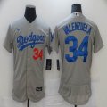 Nike Los Angeles Dodgers 34 Fernando Valenzuela gray Flexbase Authentic Collection Jersey-BD