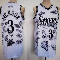 Philadelphia 76ers 3# Allen Iverson white throwback nba jerseys-CY