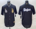 Nike Los Angeles Dodgers blank black gold majestic baseball Jersey -BD 11