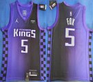 Jordan logo Sacramentoics Kings #5 De Aaron Fox black purple NBA Basketball Jersey -HL