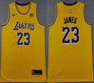 Nike Los Angeles Lakers #23 LeBron James Yellow NBA Basketball jerseys -TY 01