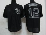 New York Yankees #12 Wade Boggs Black Fashion MLB Jerseys-ZH