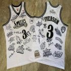 Philadelphia 76ers 3# Allen Iverson white throwback NBA Jersey Joint name -LT