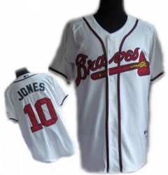 kid Atlanta Braves #10 Jones white mlb jersey