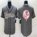 Nike New York Yankees blank Hemp grey majestic baseball jerseys big logo-BD