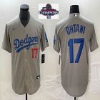 2024 World Series Champions Los Angeles Dodgers #17 Shohei Ohtani Nike gray majestic baseball Jersey