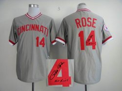 Cincinnati Reds ROSE 14# gray throwback mlb signature jersey