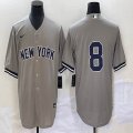 Nike New York Yankees #8 grey majestic baseball Jersey-BD