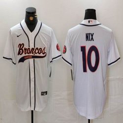 Denver Broncos #10 Bo Nix white baseball jerseys Joint name-BD