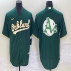 Nike Oakland Athletics blank green majestic baseball jersey big logo 02