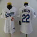 Custom Women Nike Angeles Dodgers #22 Clayton Kershaw white World Series Champions majestic baseball jersey