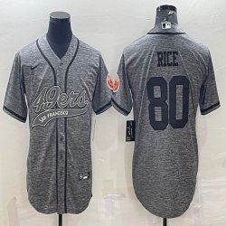 Nike San Francisco 49ers #80 Jerry Rice Hemp grey baseball jerseys Joint name-BD