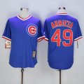 Chicago Cubs #49 Jake Arrieta blue throwback mlb baseball jersey