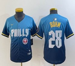 Youth Nike Philadelphia Phillies #28 Bohm skyblue majestaic baseball jersey city version-BD 03